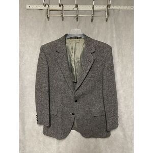 Harris Tweed Blazer Men 42R Gray 2 B Birds Eye Scottish Wool‎ Coat Jacket Luxury